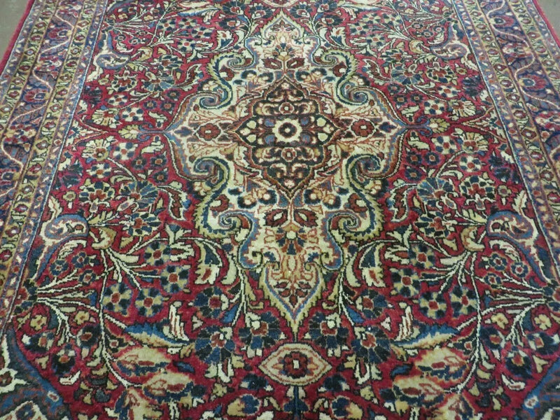 3' 5" X 5' Antique Handmade Indian Agra Fine Weave Wool Rug Organic dye Nice by Jewel Rugs