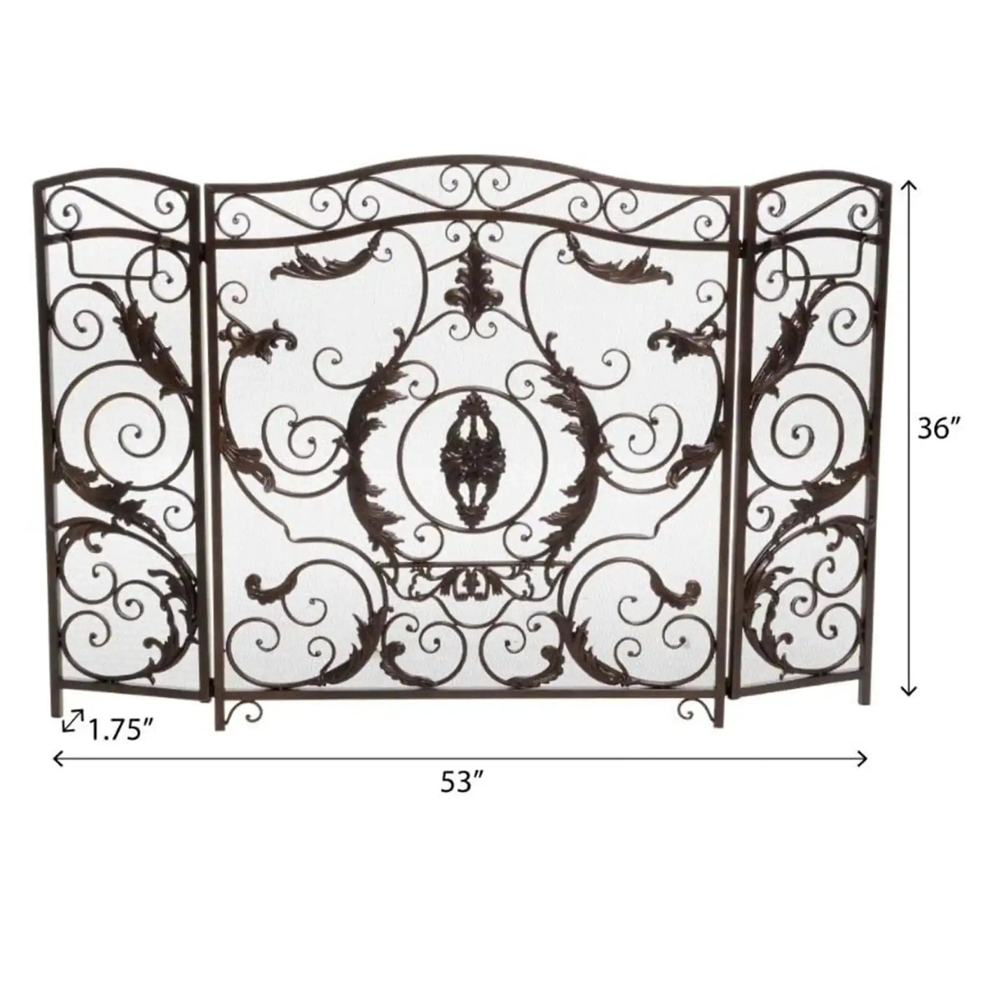 Mariella Traditional Floral Iron Fireplace Screen with Ornate Design by HouseOfZazla