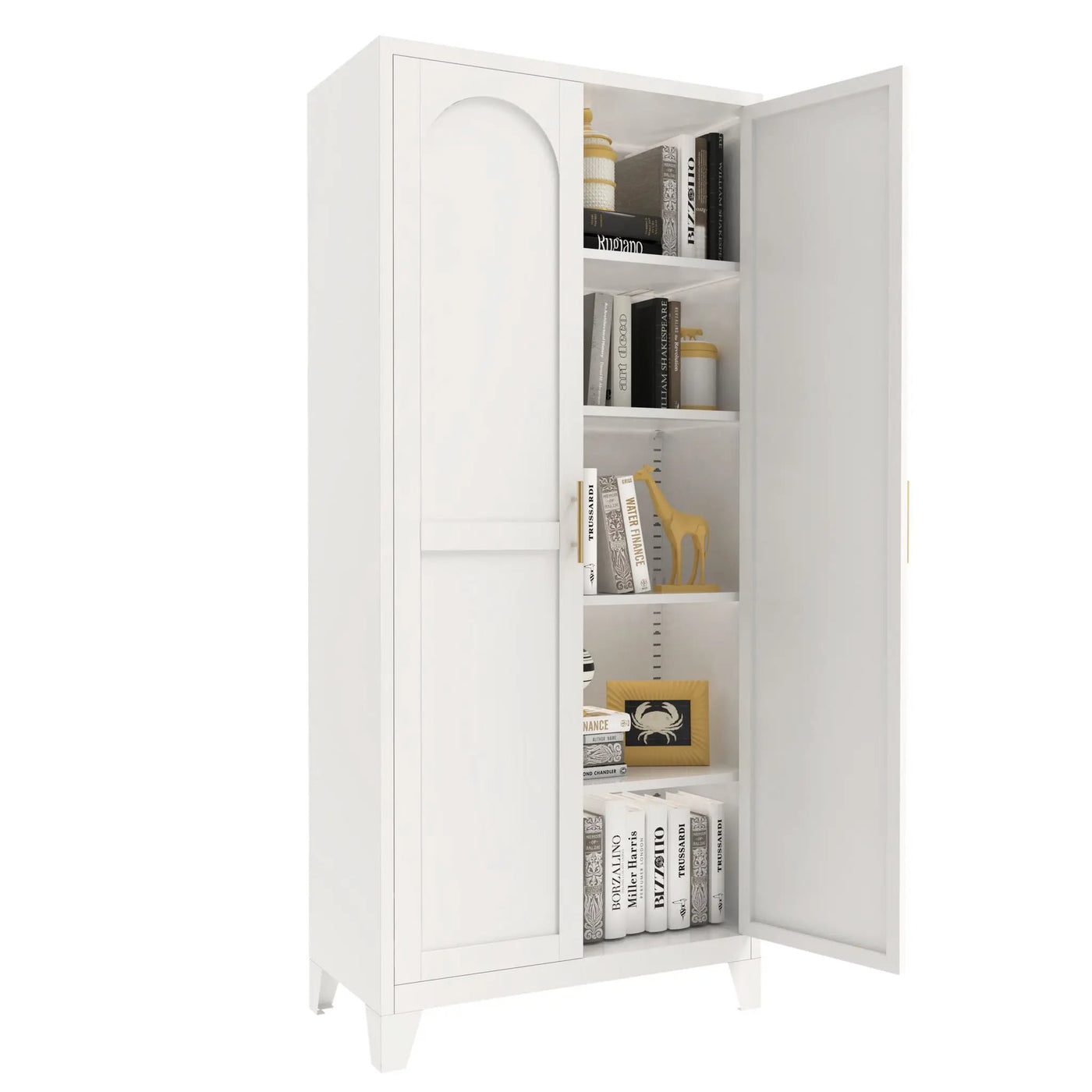 Shapely Doors Cabinet, Metal Storage Cabinet With Doors And Adjustable Shelves by Unique Piece Furniture