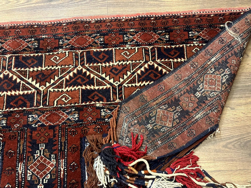 Antique Afghan Beshir Tent Header Textile Rug, Tribal Collectible, Wool by Jewel Rugs