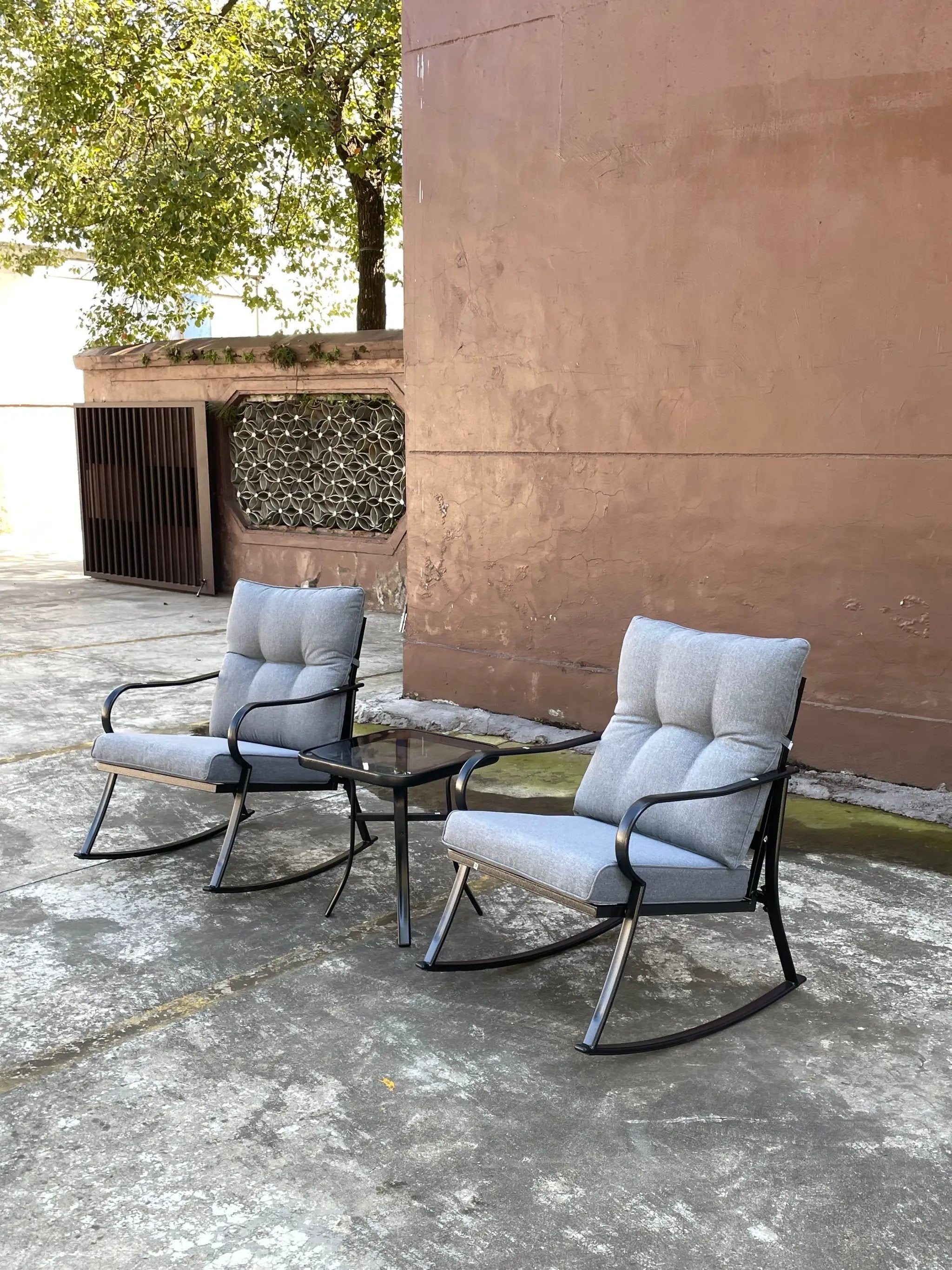 Rocker Set Chair and Teapoy Medium Grey by HouseOfZazla