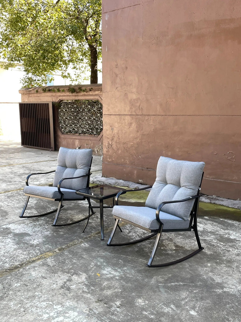 Rocker Set Chair and Teapoy Medium Grey by HouseOfZazla