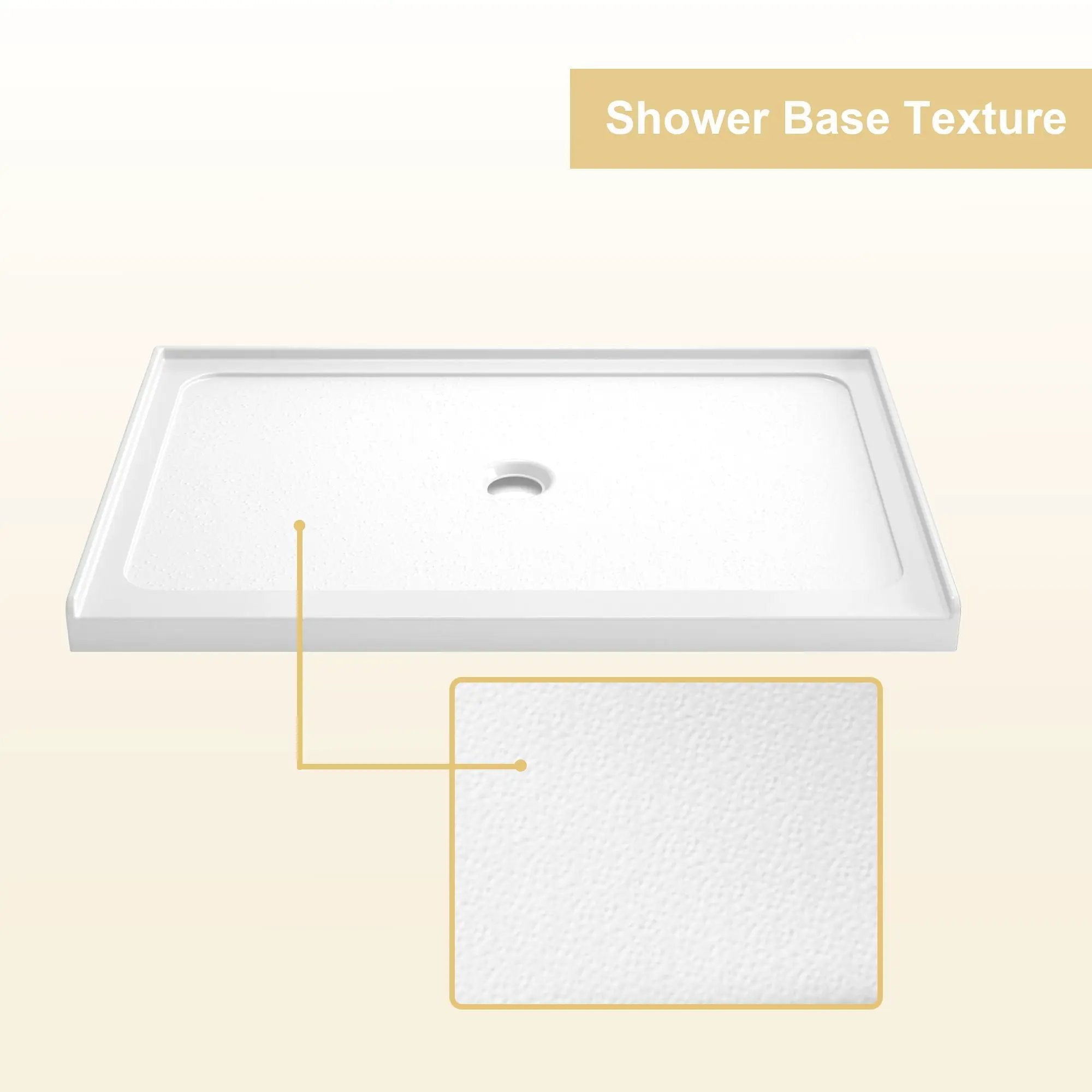 Shower Base, Center Drain With Durable Construction - Gloss White
