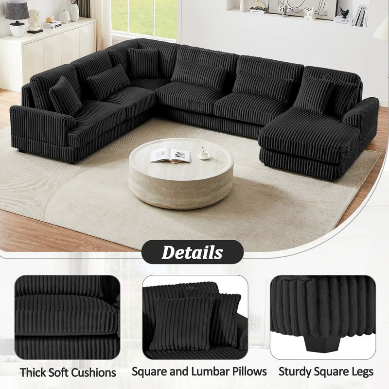 Oversized Sectional Sofa U - Shaped Sofa Couch Modern Sofa Upholstered In Soft With A Chaise Lounge For Living Room by HouseOfZazla