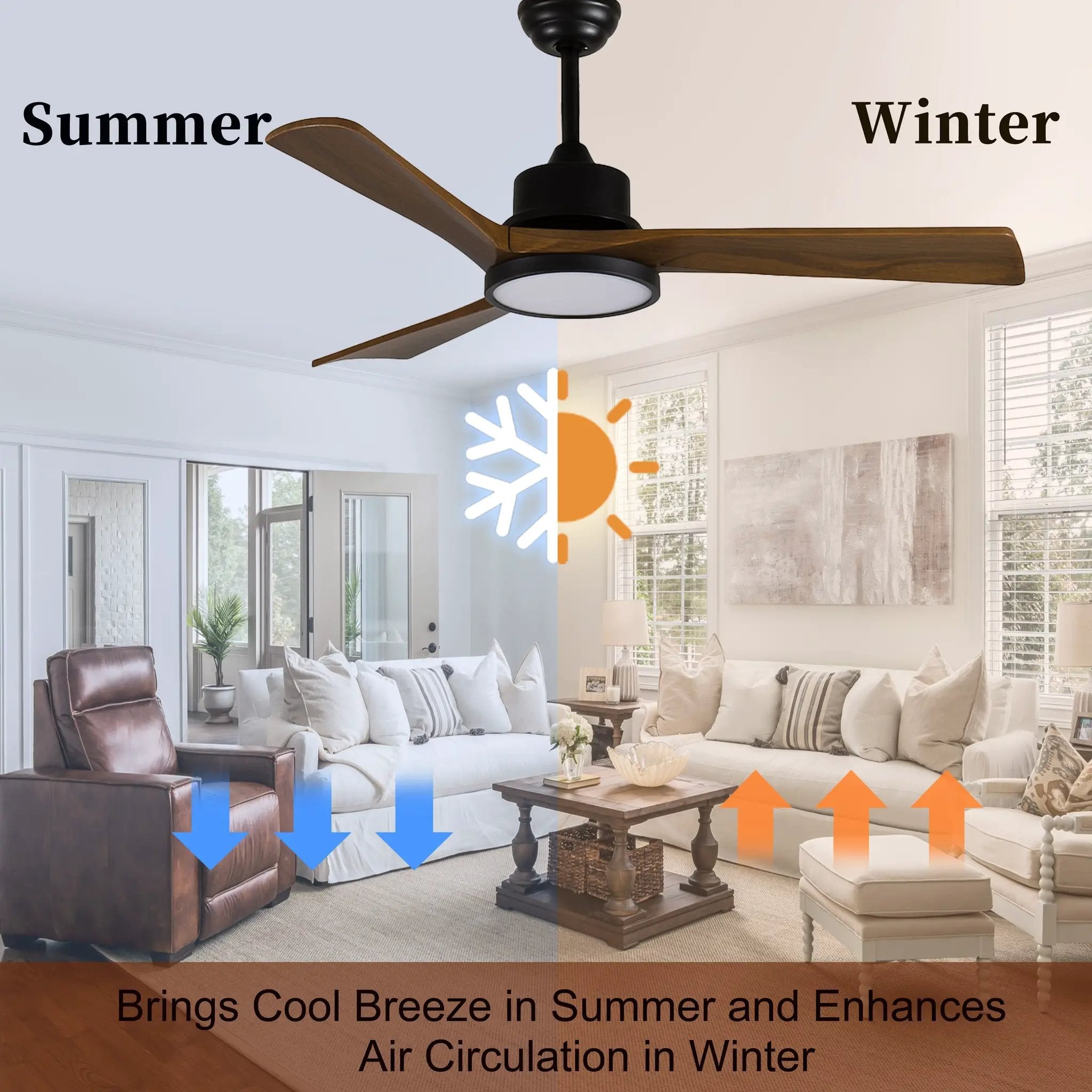 42-Inch Ceiling Fan with Light for Bedroom by HouseOfZazla