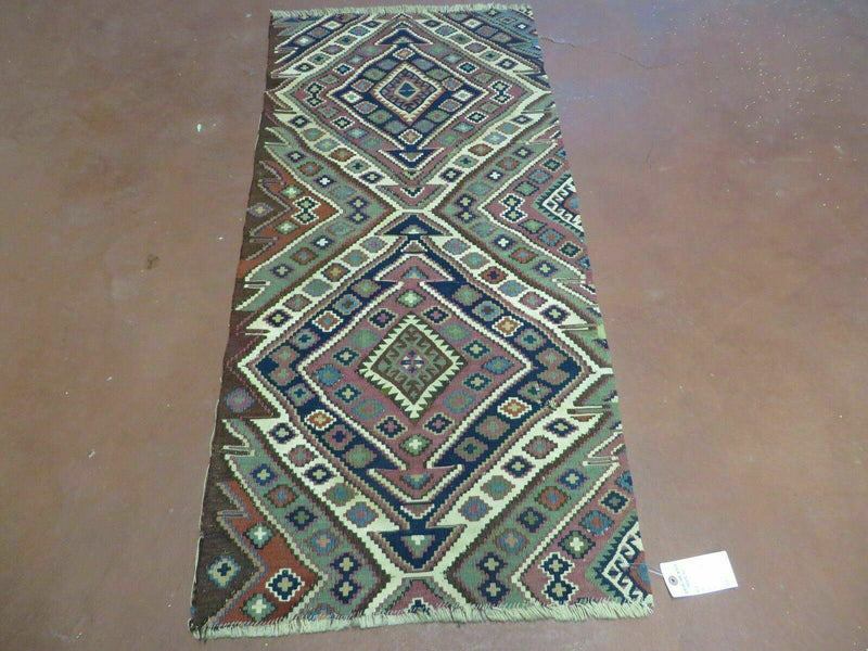 2' 1" X 4' 4" Antique Handmade Bagface Kilim Shirvan Caucasian Wool Rug Nice by Jewel Rugs