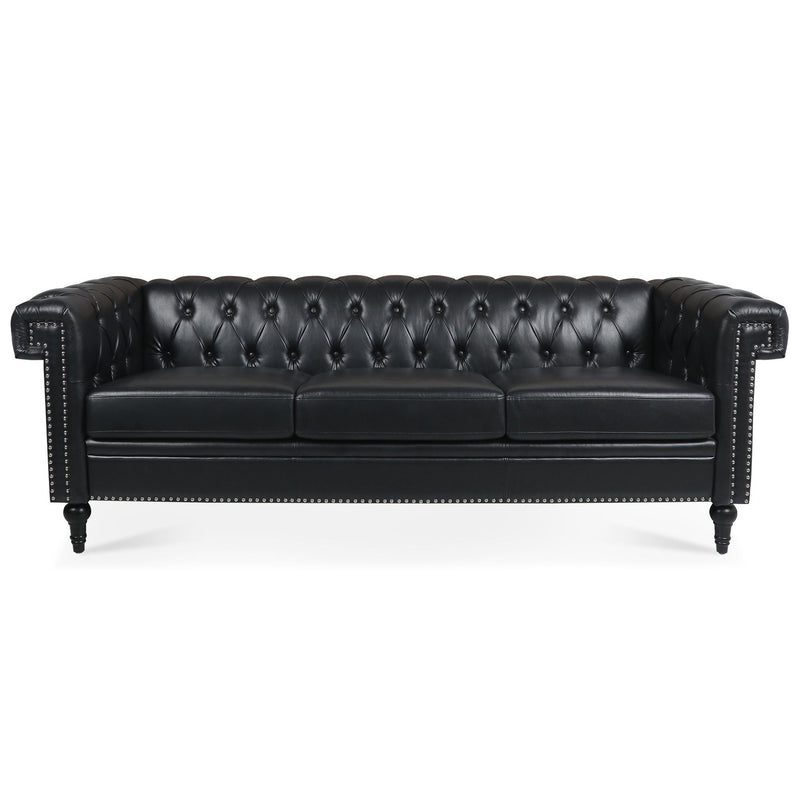 Traditional Square Arm Removable Cushion 3 Seater Sofa by Unique Piece Furniture