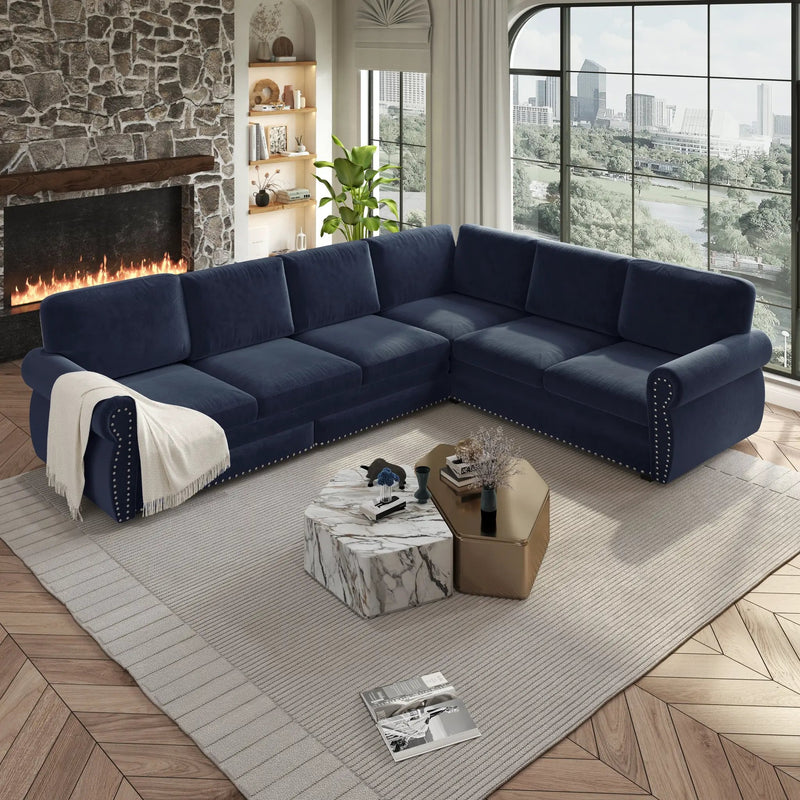 118" L-Shaped Convertible Sleeper Sofa by HouseOfZazla