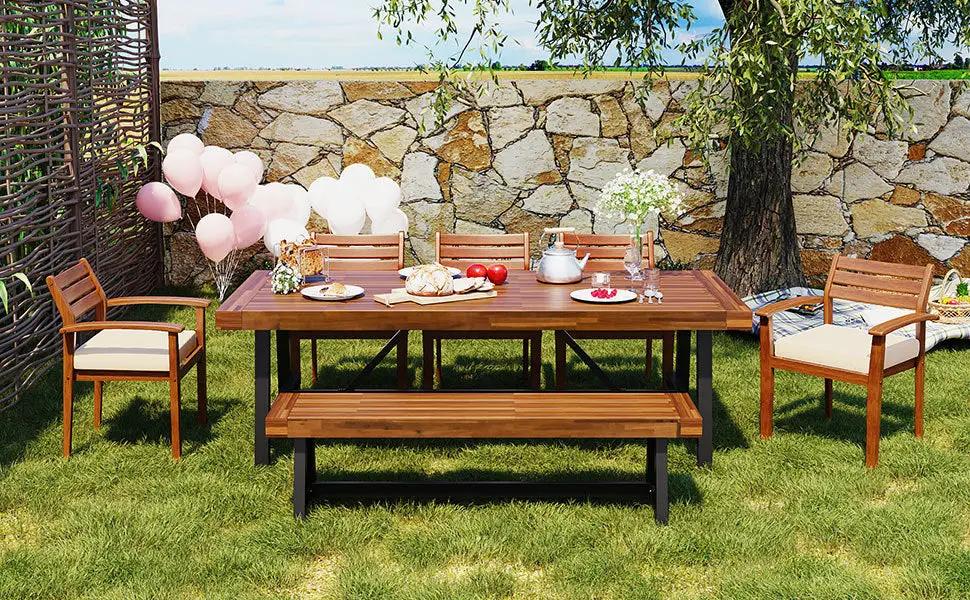 GO Outdoor Wood Dining Set For 7-8 Persons by HouseOfZazla
