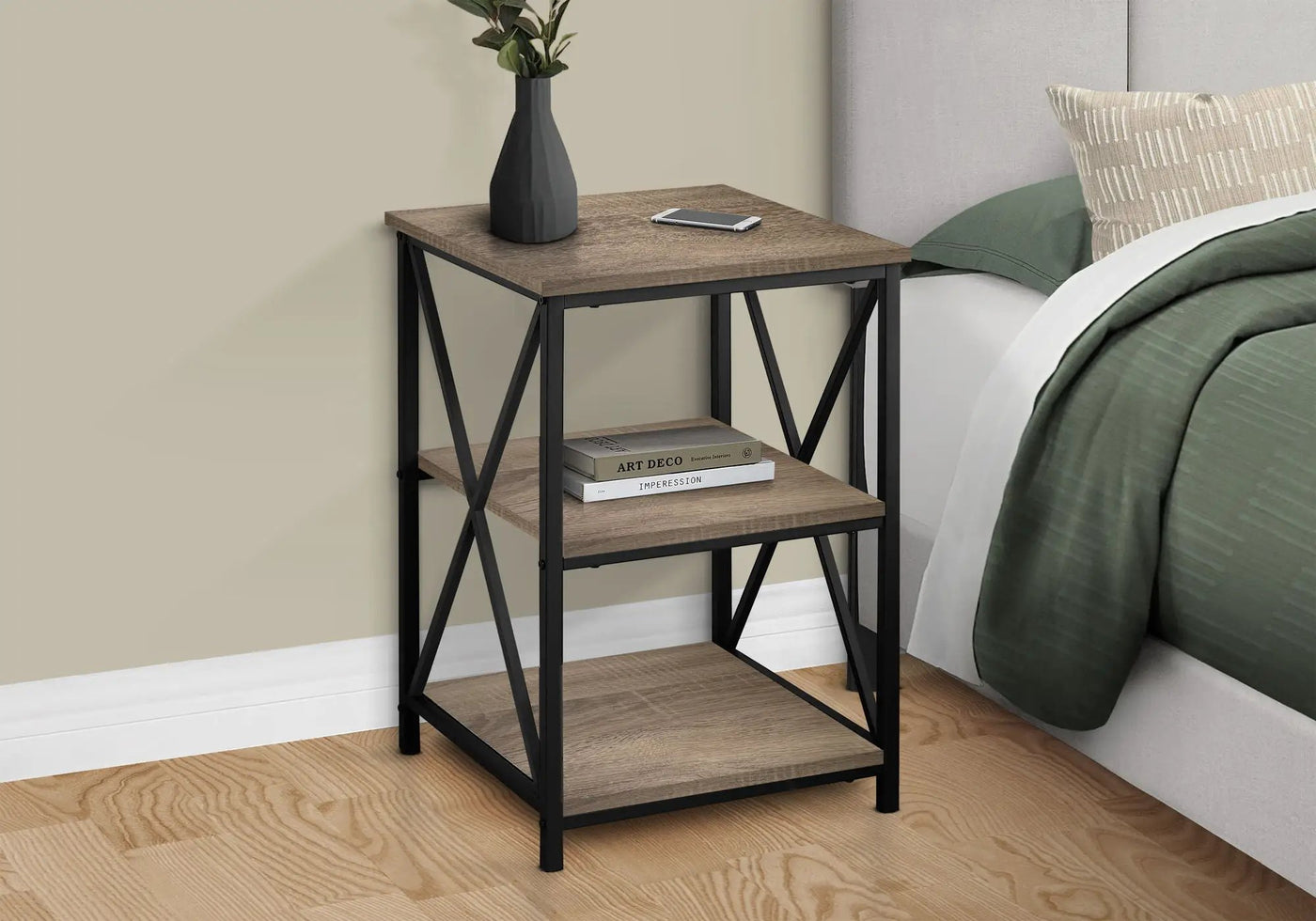 3 Tier Accent Table Side Marble Look Contemporary & Modern by HouseOfZazla