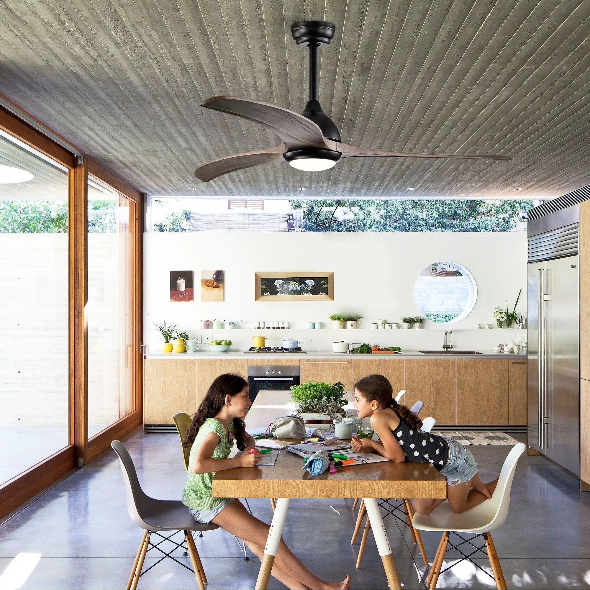 Indoor Outdoor Ceiling Fan With Light With Remote Control, Noiseless Reversible Motor, 6 Speed, 3 Color by HouseOfZazla