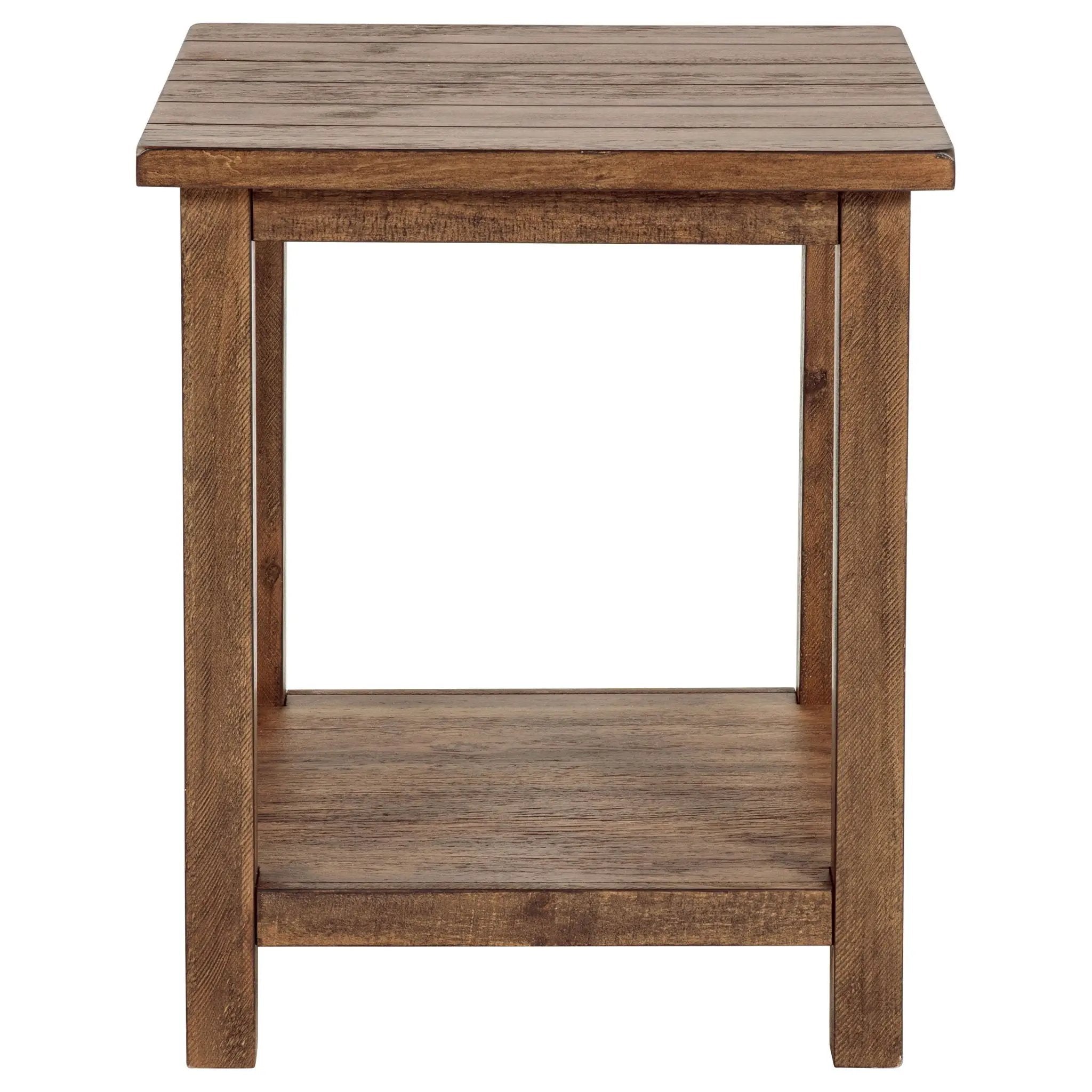 Payne Wood End Table with Shelf Distressed Brown by Unique Piece Furniture
