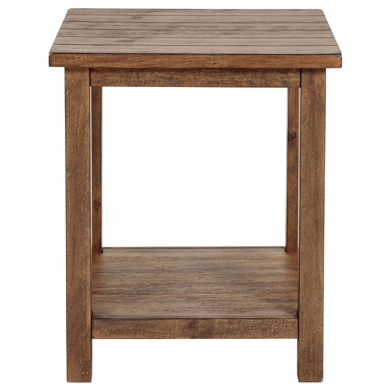 Payne Wood End Table with Shelf Distressed Brown by Unique Piece Furniture