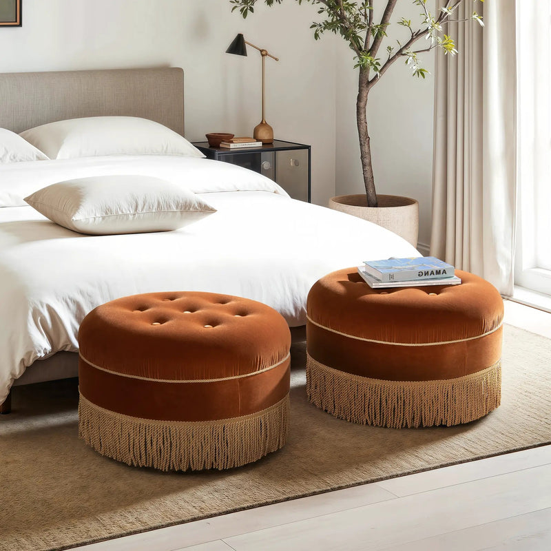 Yolanda 24" Round Upholstered Accent Ottoman by HouseOfZazla