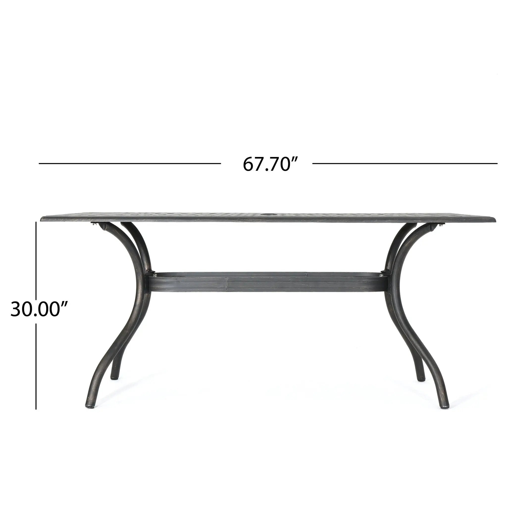 Enchantia Outdoor Rectangular Dining Table with Weave Tabletop and Flared Legs - Copper by HouseOfZazla