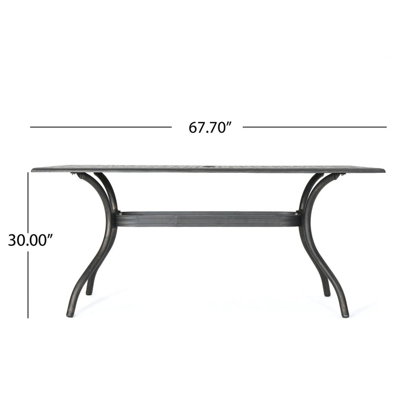 Enchantia Outdoor Rectangular Dining Table with Weave Tabletop and Flared Legs - Copper by HouseOfZazla