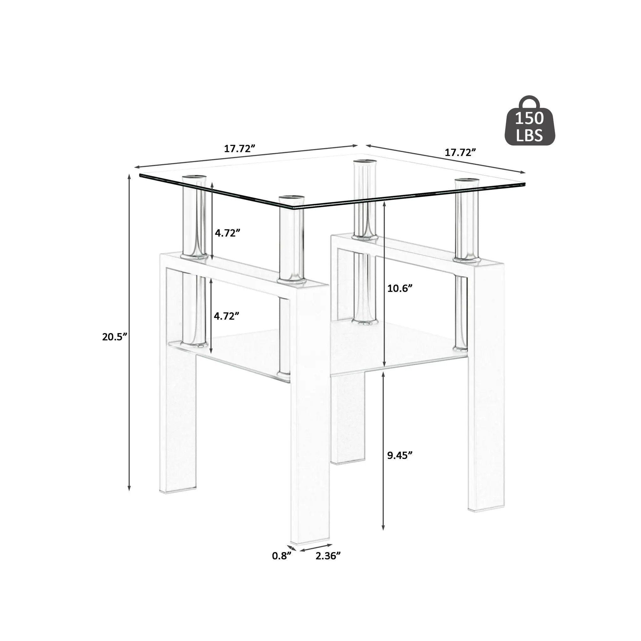 Modern Tempered Glass Tea Table, End Square Table For Living Room by Unique Piece Furniture