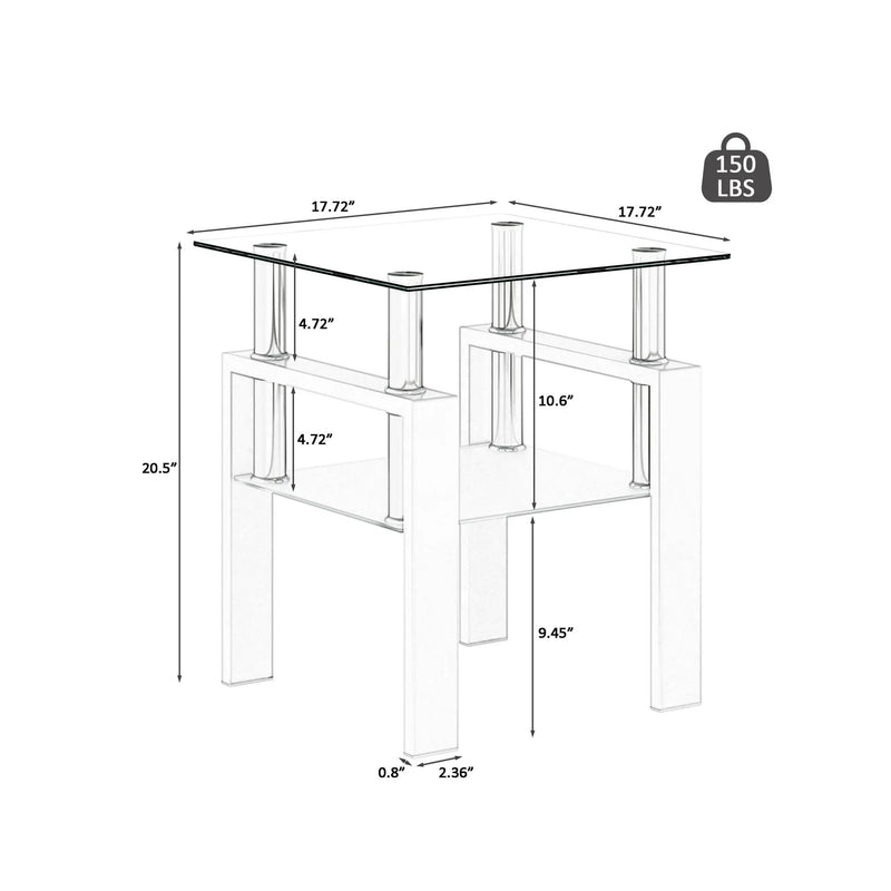 Modern Tempered Glass Tea Table, End Square Table For Living Room by Unique Piece Furniture