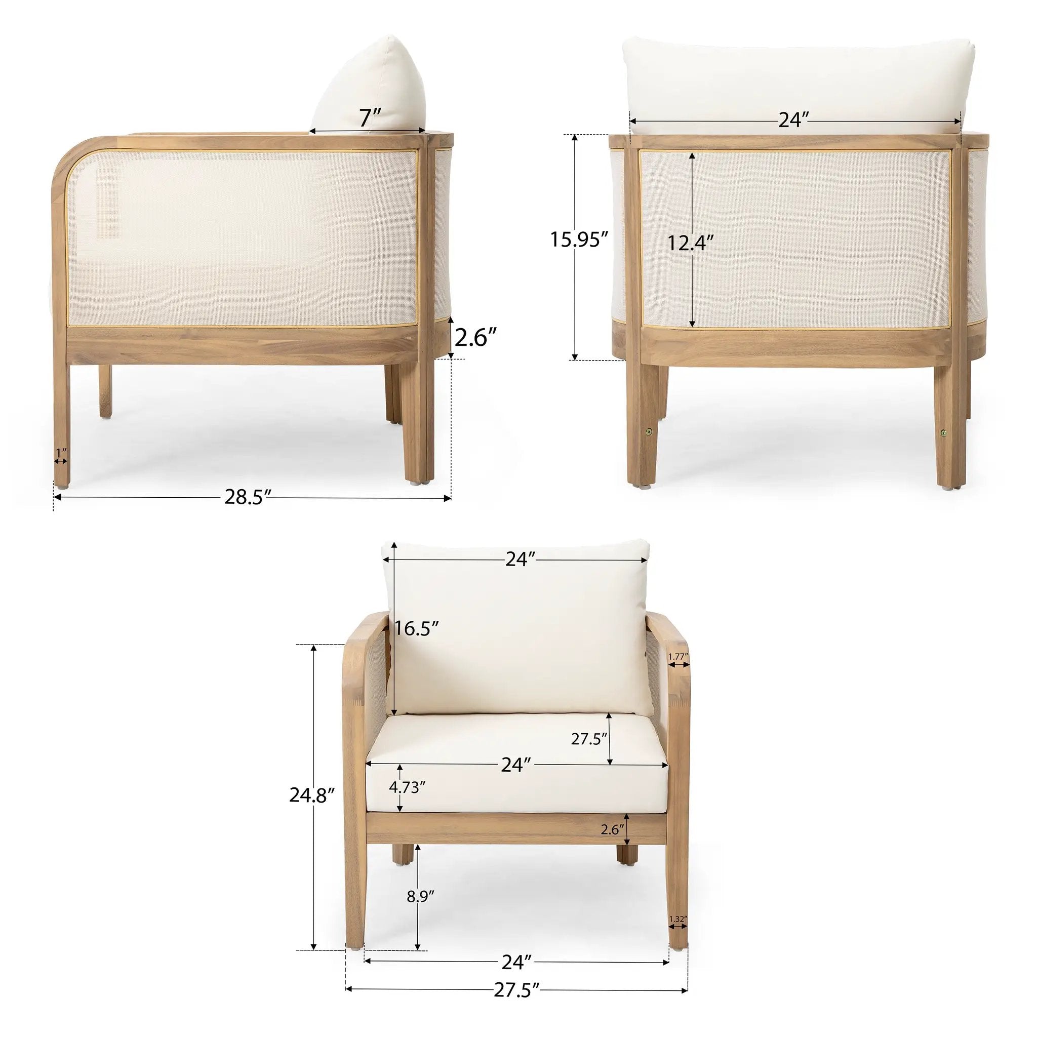 Set of 2 Outdoor Acacia Wood Patio Club Chairs by HouseOfZazla