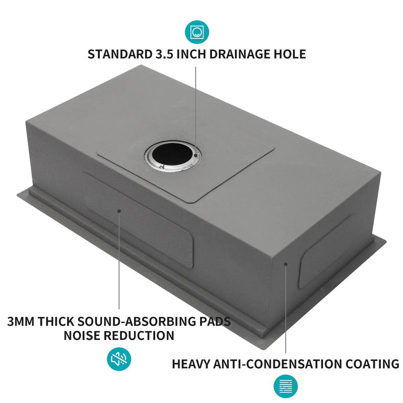 30" Undermount Kitchen Sink 16 Gauge Ledge Workstation - Brushed Nickel by HouseOfZazla