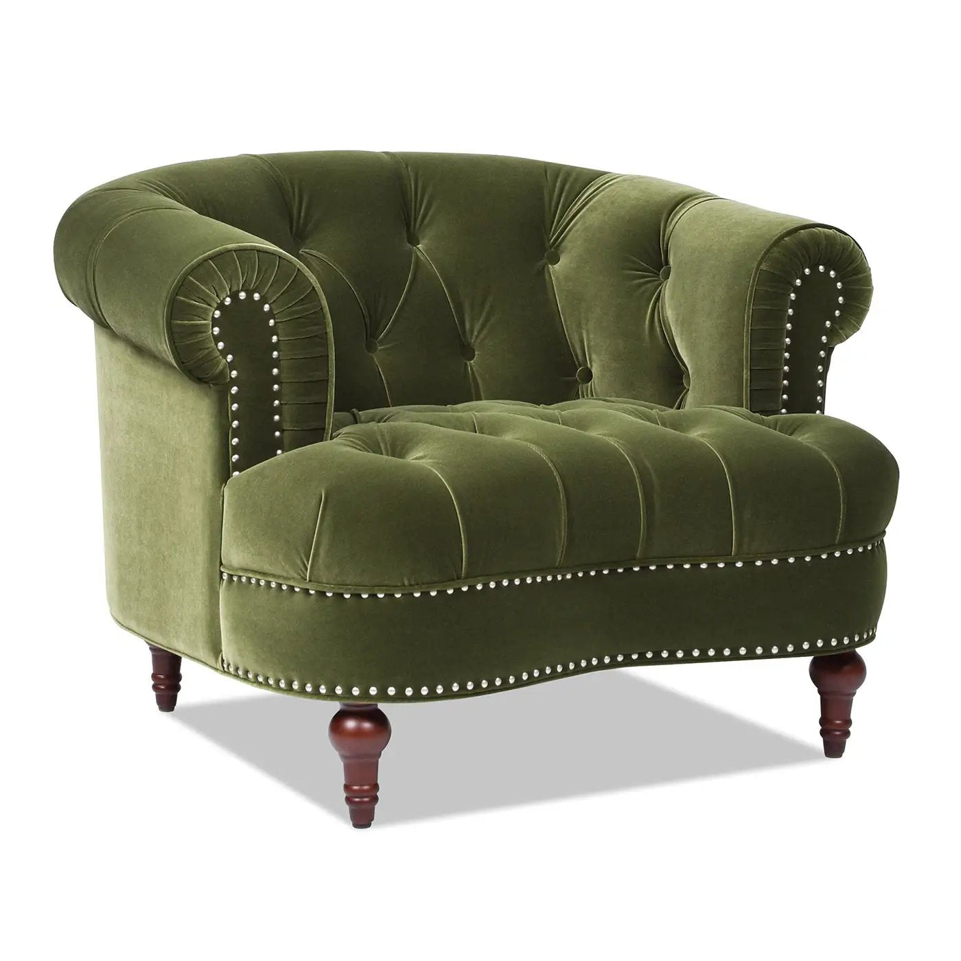 La Rosa Victorian Tufted Upholstered Accent Chair, Olive Green Performance Velvet by HouseOfZazla