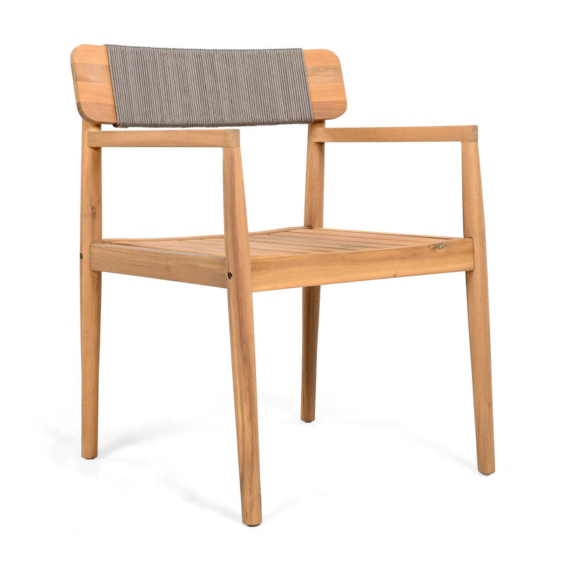 Creative Braided Acacia Wood Outdoor Dining Chairs with Armrests by HouseOfZazla