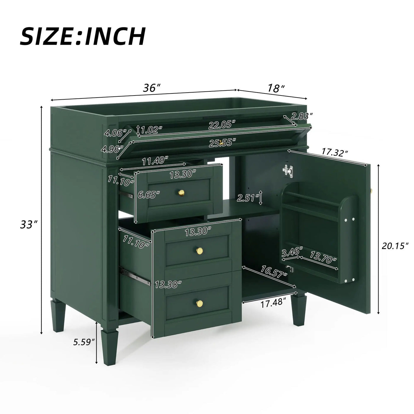 Bathroom Vanity With 2 Drawers and Tip-Out Storage Cabinet by HouseOfZazla