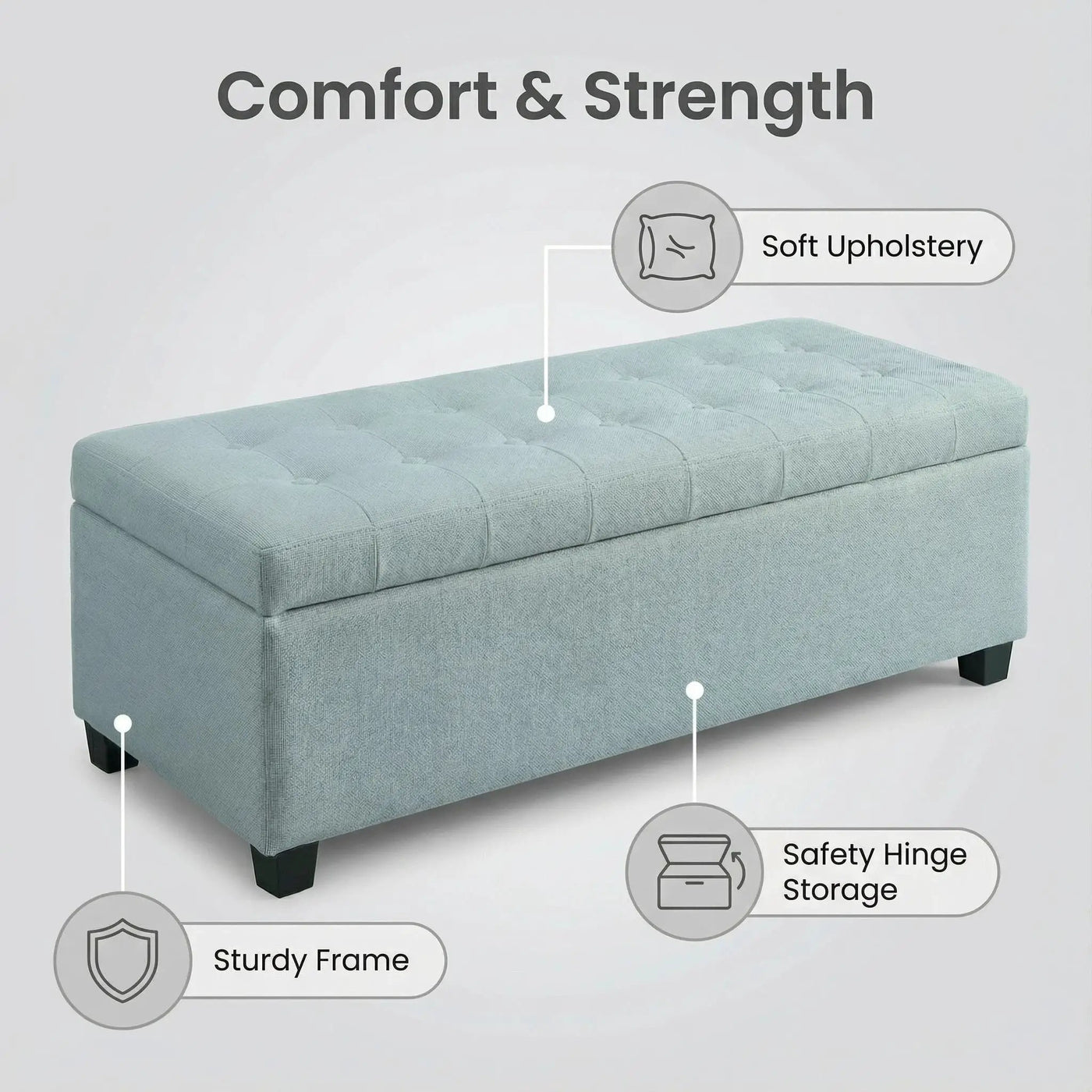 Elegant Tufted Storage Ottoman Bench by HouseOfZazla