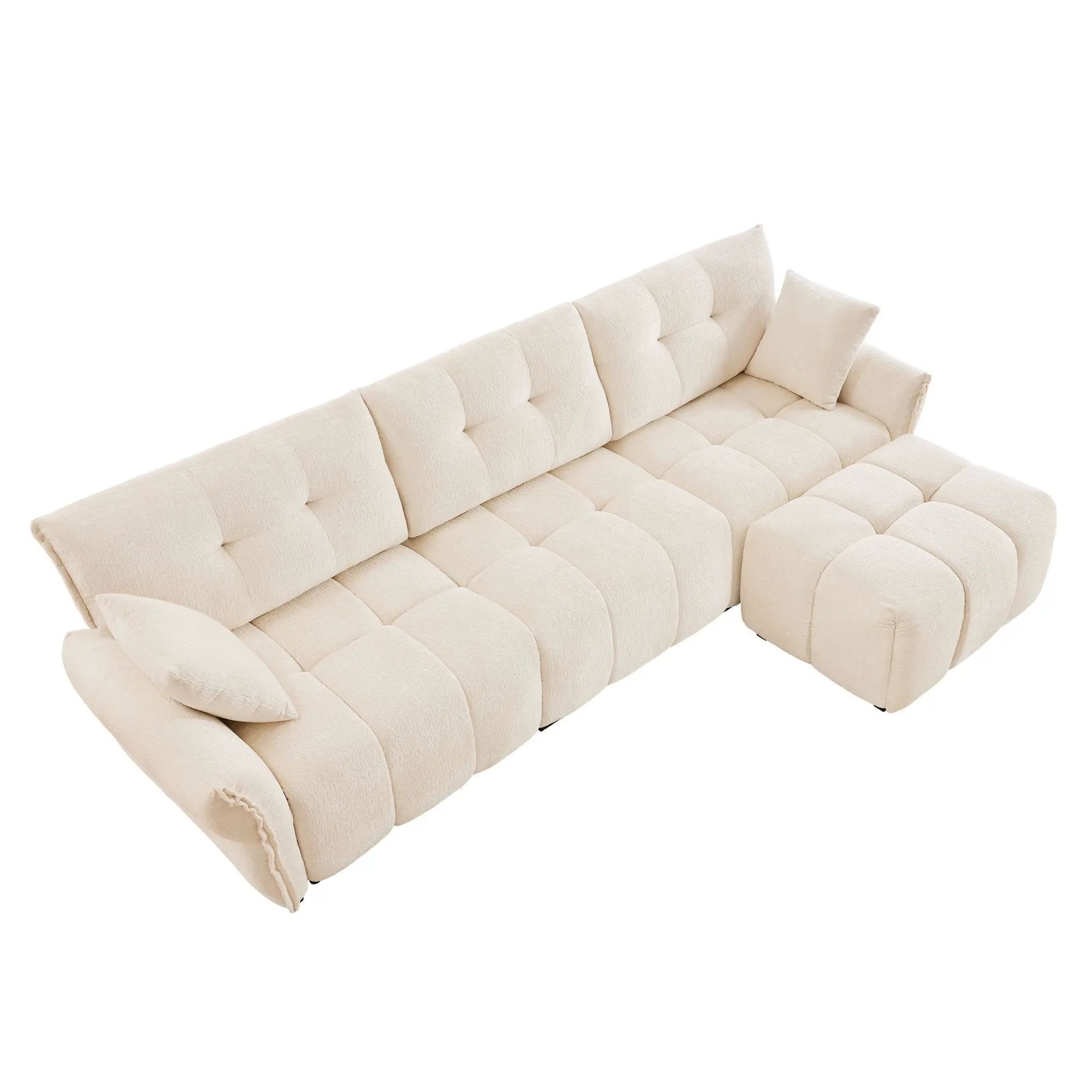 Sofa Set With Ottoman And Pillows, Textured, High Resilience Cushions by HouseOfZazla