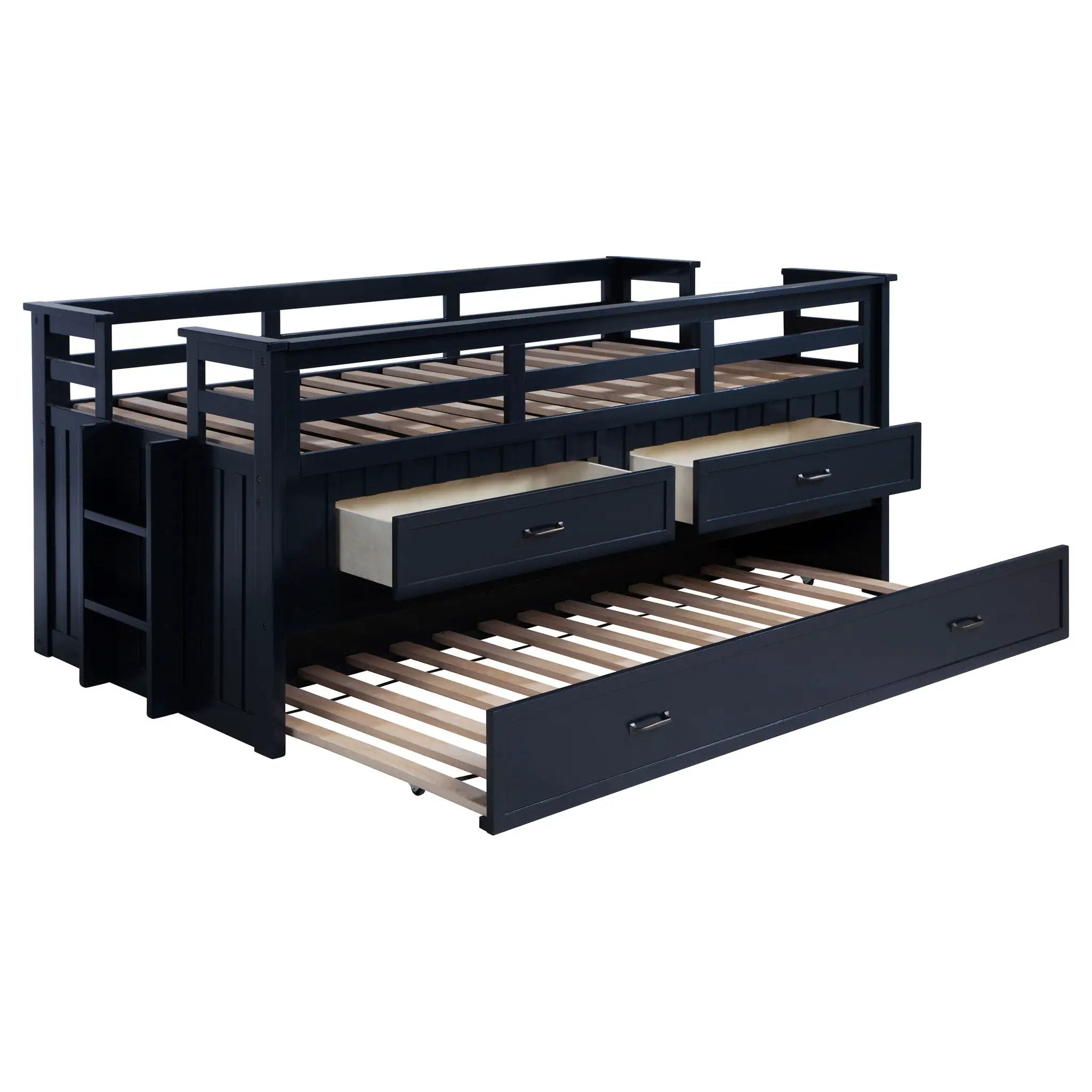 Carlsbad Wood Twin Captains Bed With Trundle Navy Blue by Unique Piece Furniture