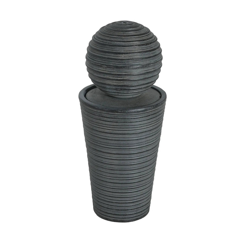 31.5" Tall Striped Column Fountain With LED Light Design For Outdoor Spaces - Gray by HouseOfZazla