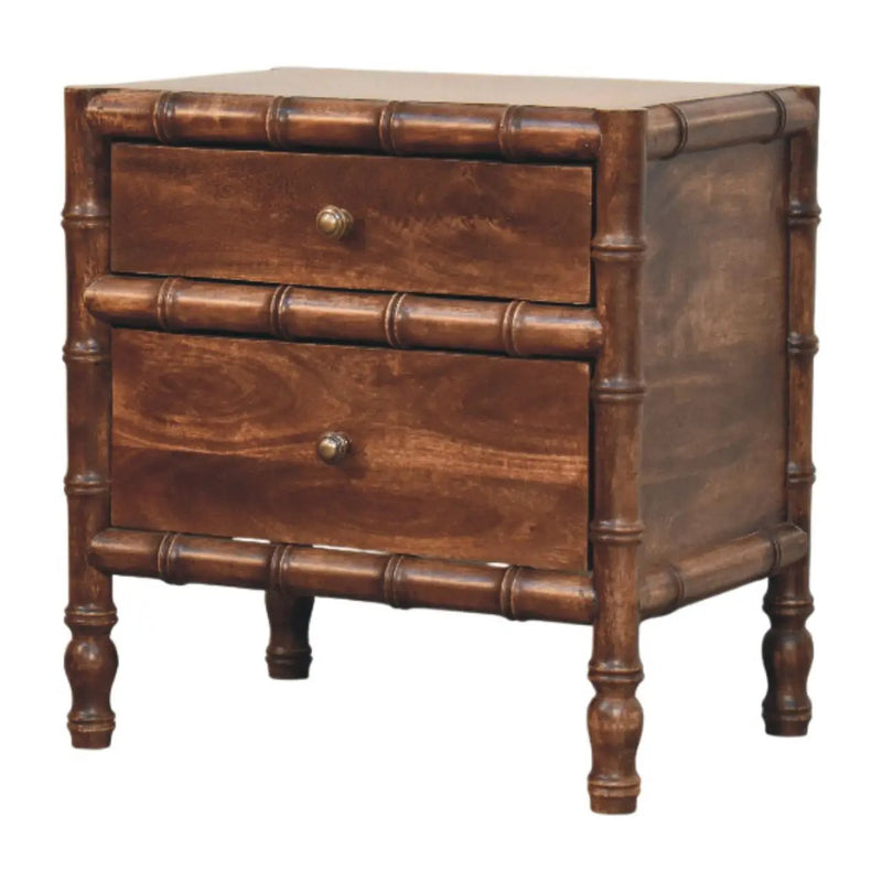 Solid Wood Bamboo Frame Nightstand in Roasted Almond by HouseOfZazla