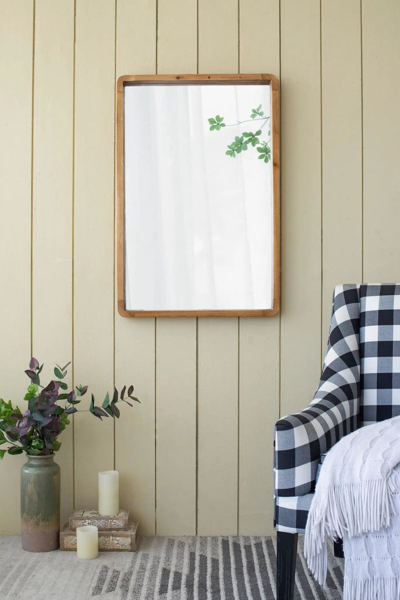Rectangle Wood Mirror, Farmhouse Wall Decor For Living Room Bedroom Entryway - Brown by Unique Piece Furniture