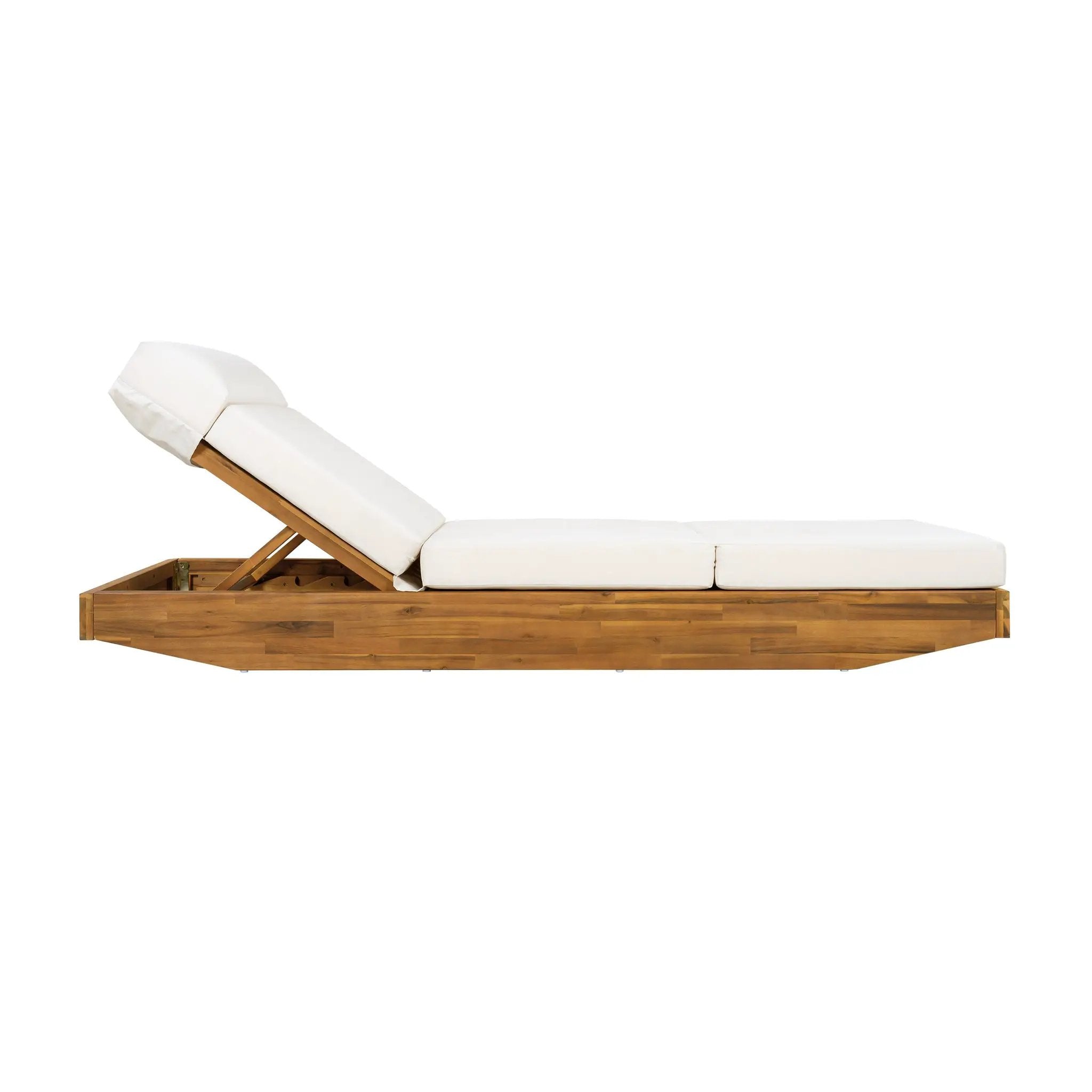 Modern Acacia Wood Outdoor Chaise Lounge by HouseOfZazla