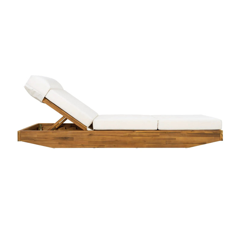 Modern Acacia Wood Outdoor Chaise Lounge by HouseOfZazla