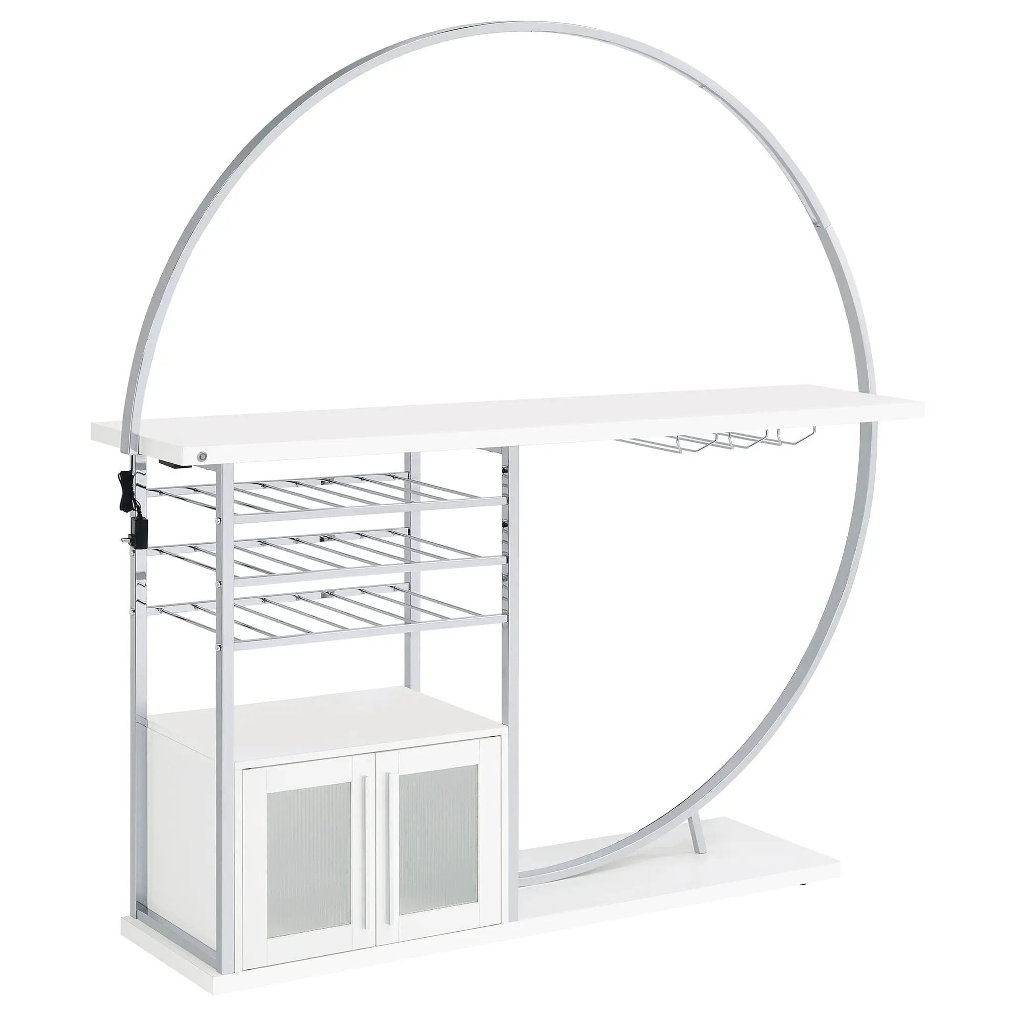 Risley 2-door Circular LED Wine Cabinet White High Gloss by Unique Piece Furniture