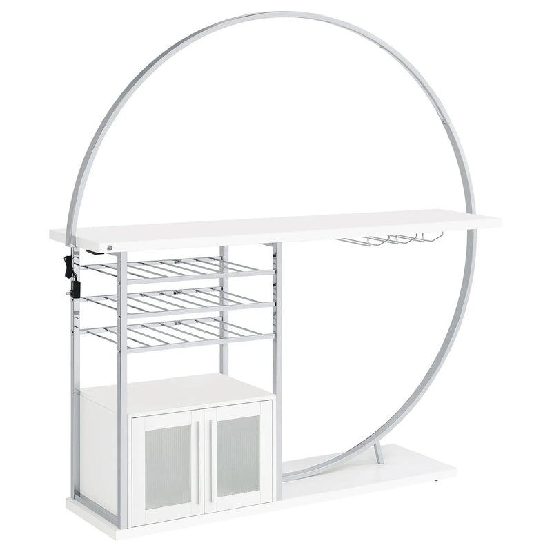 Risley 2-door Circular LED Wine Cabinet White High Gloss by Unique Piece Furniture