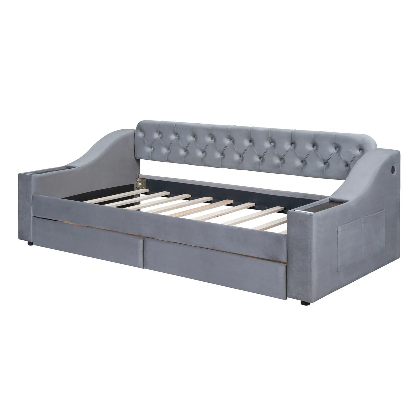 Upholstered Daybed With Storage Armrests And USB Port by HouseOfZazla