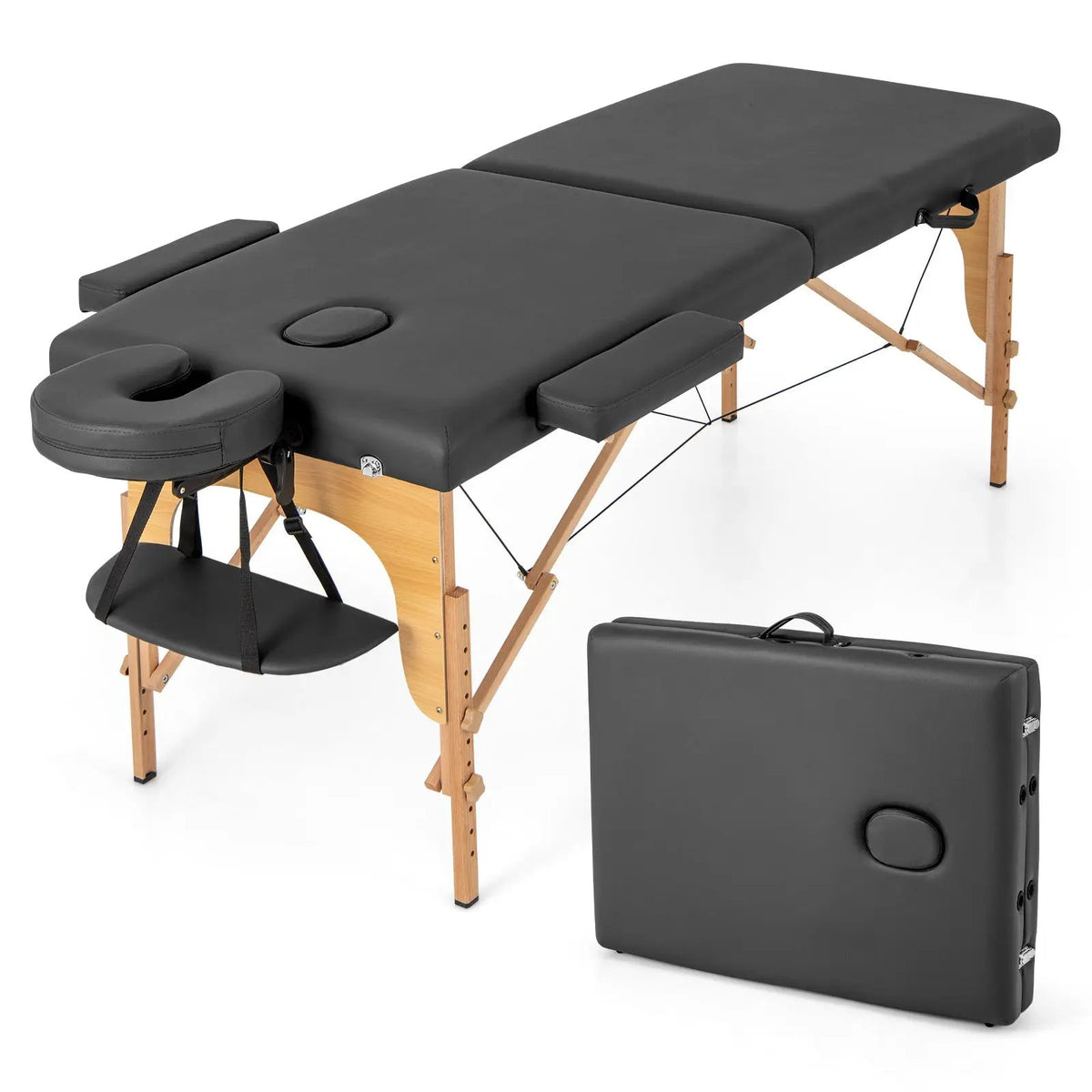 84 Inch Foldable Massage Table with Carrying Bag and Height Adjustable by DirectDeals