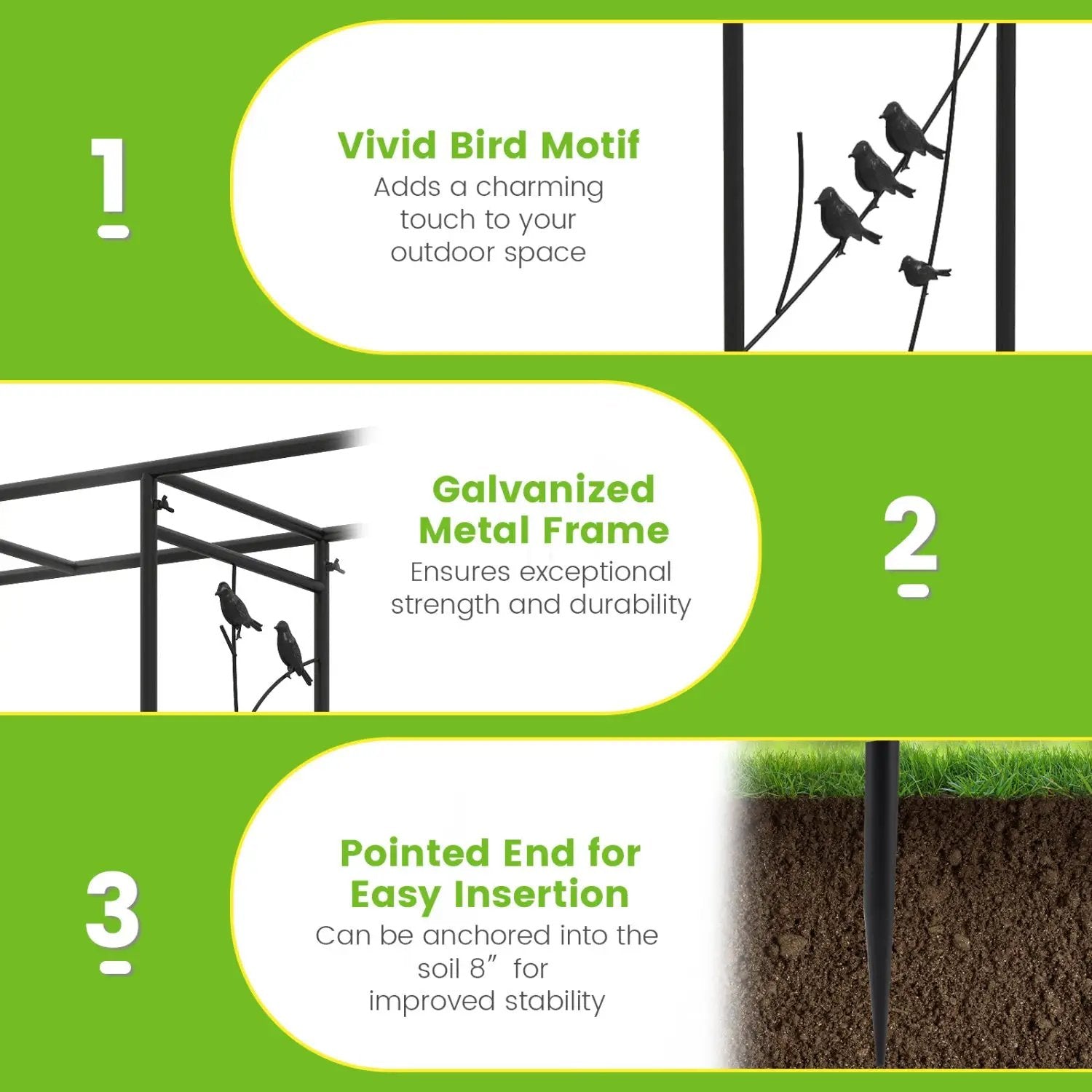 Garden Arbor with Bird Feeding Station 84 Inch Black by DirectDeals