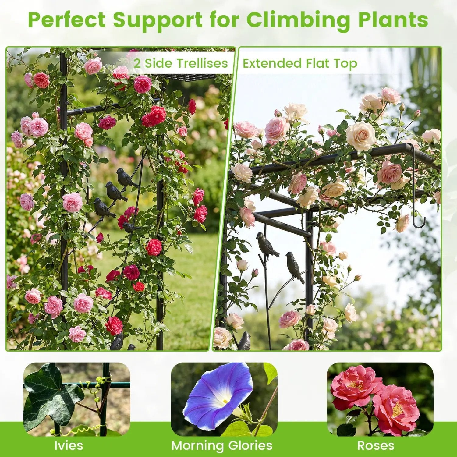 Garden Arbor with Bird Feeding Station 84 Inch Black by DirectDeals