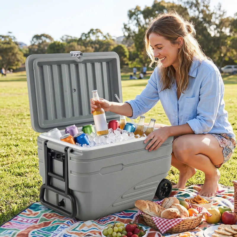 84 Quart Wheeled Cooler with Pull Handle by DirectDeals