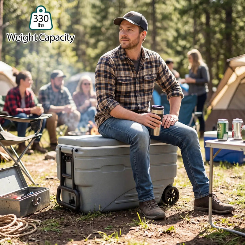 84 Quart Wheeled Cooler with Pull Handle by DirectDeals