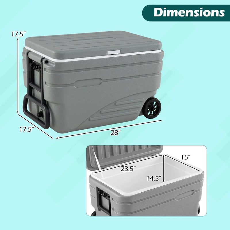 84 Quart Wheeled Cooler with Pull Handle by DirectDeals