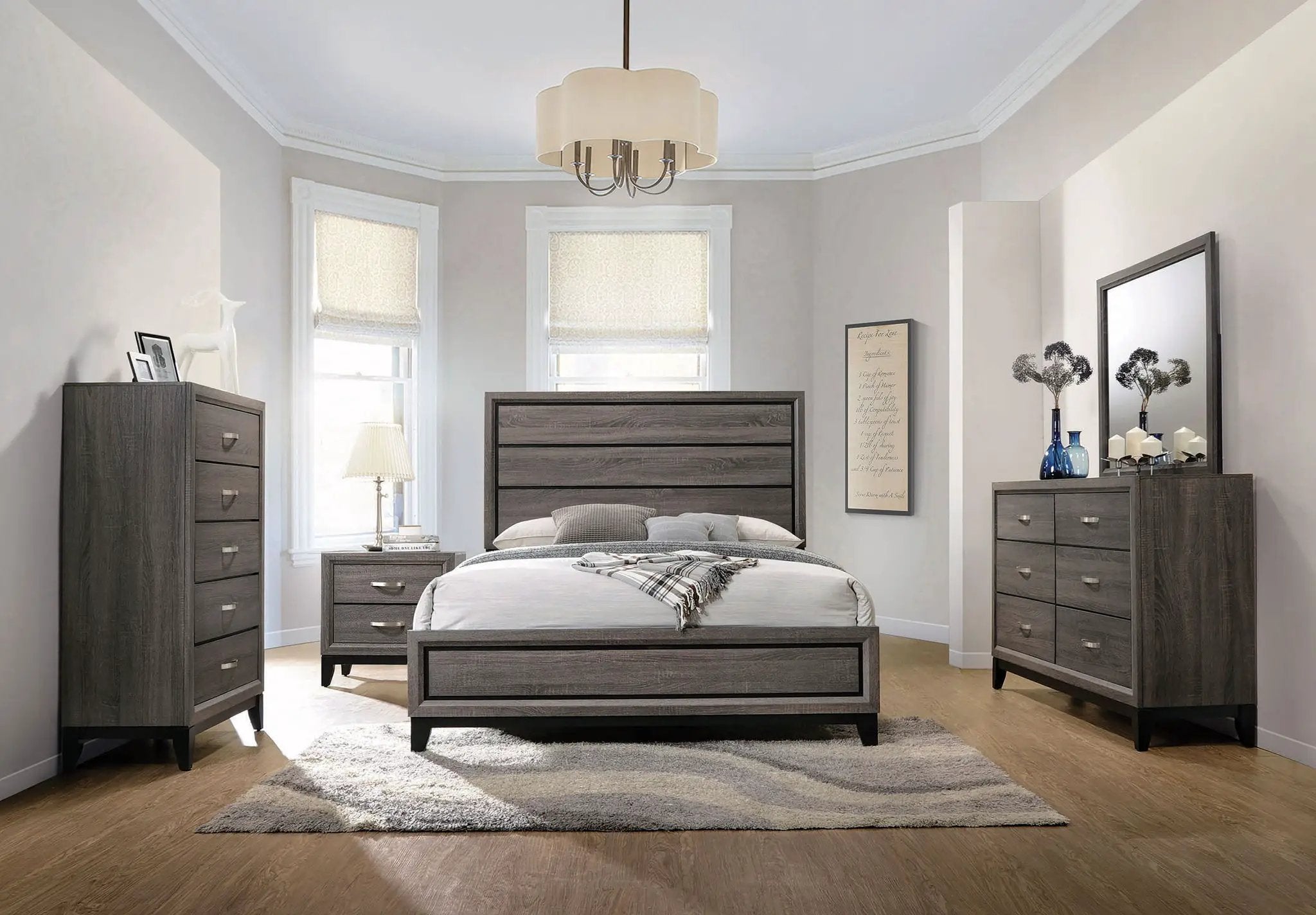 Watson Wood Queen Panel Bed Grey Oak by Unique Piece Furniture