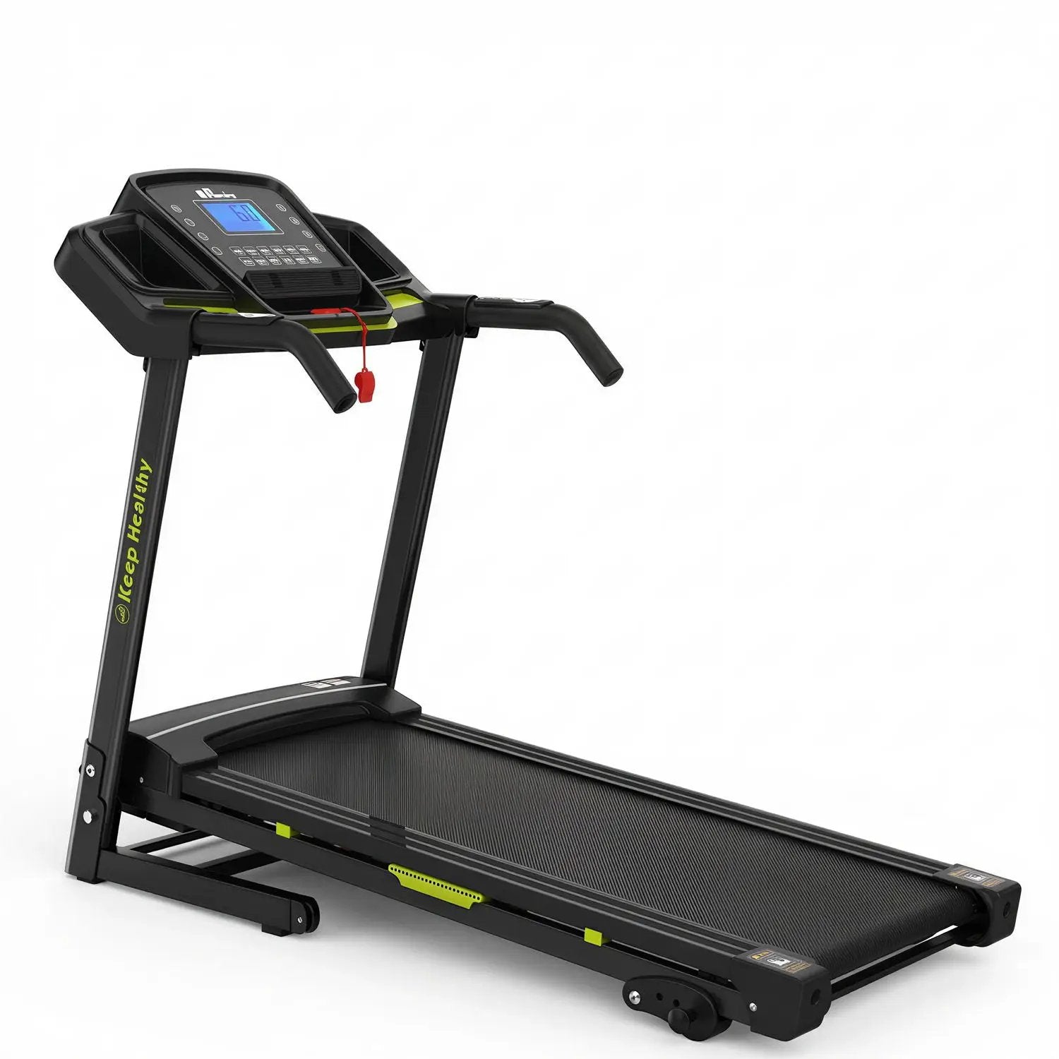 Foldable Treadmill With Incline For Home, Electric Running Machine With Speed Control, Pulse Monitor, 12 Training Programs - Black by HouseOfZazla