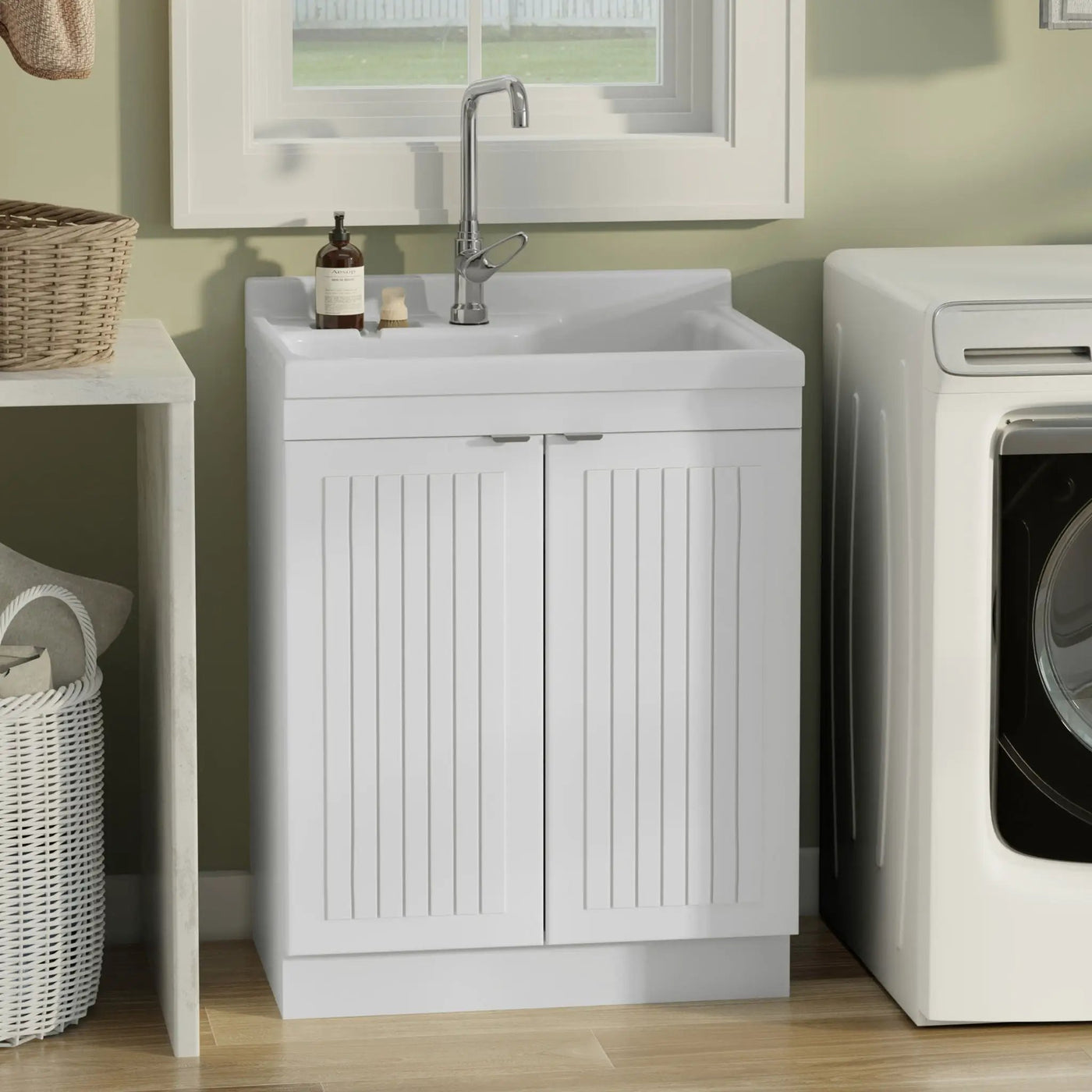 Murphy - Laundry Cabinet & Faucet And Stainless Steel Sink by HouseOfZazla
