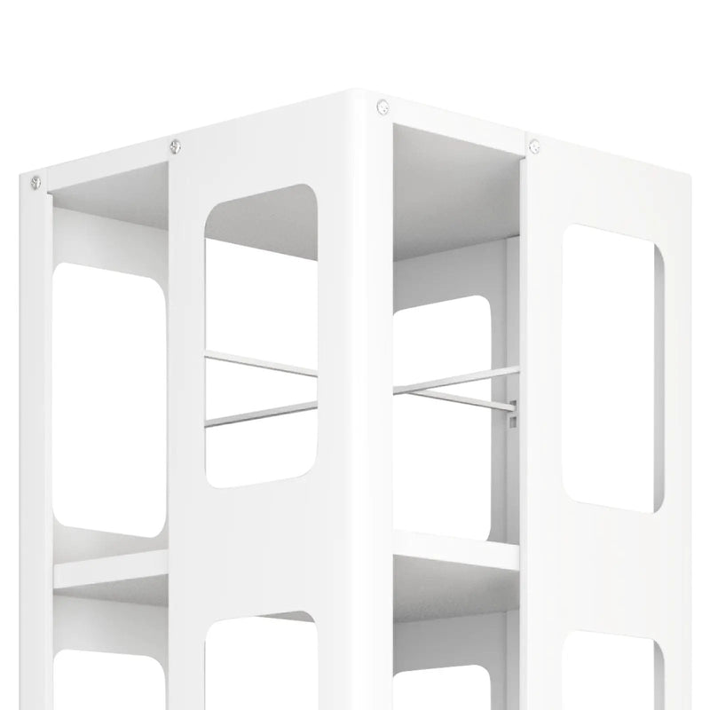 4 Tier All Steel Rotating Bookshelf With 360° Wheels, Large Size Sturdy & Spacious Book Rack, New Style Bookshelf - White by HouseOfZazla