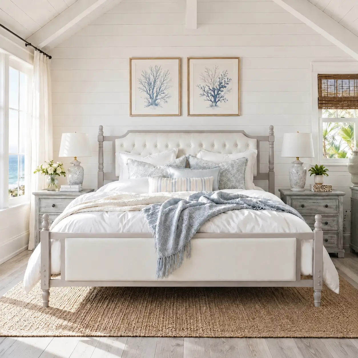 Queen Size Upholstered Platform Bed with Button Tufted Headboard by HouseOfZazla