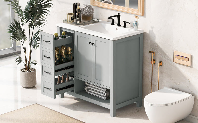 36" Bathroom Vanity with Sink Top and Storage Cabinet by HouseOfZazla